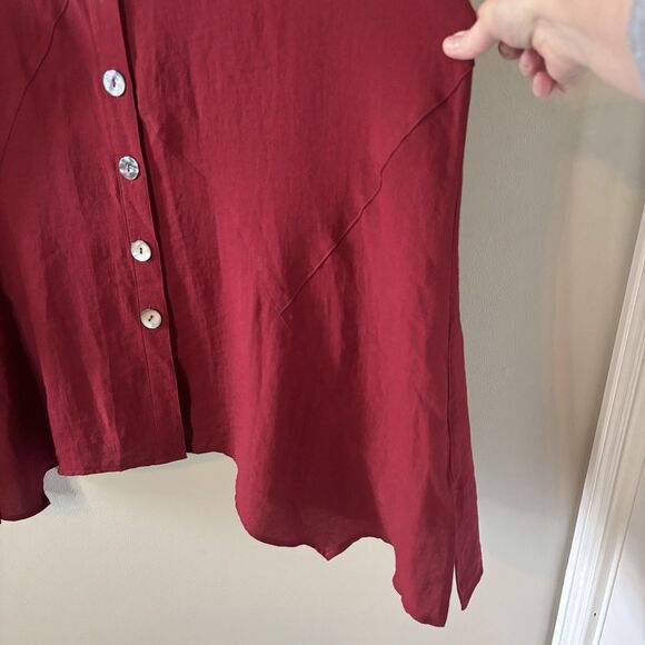 John Mark Red Tunic Top Roll Tab Sleeves Button Up Blouse Sz 1X - Picture 3 of 10